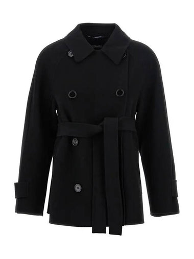 LOUIS Belted Short Wool Coat Black 2429086021 013 - MAX MARA - BALAAN 1