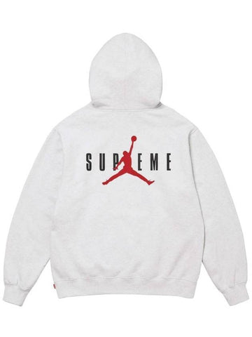 Jordan Logo Print Hoodie Ash Grey - SUPREME - BALAAN 1