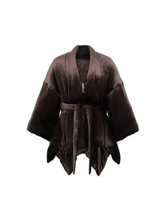 WOMEN Handkerchief Hem Velor Jacket Dark Brown 271759 - RICK OWENS - BALAAN 1