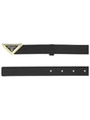 Triangle Logo Buckle Leather Belt Black - PRADA - BALAAN 4