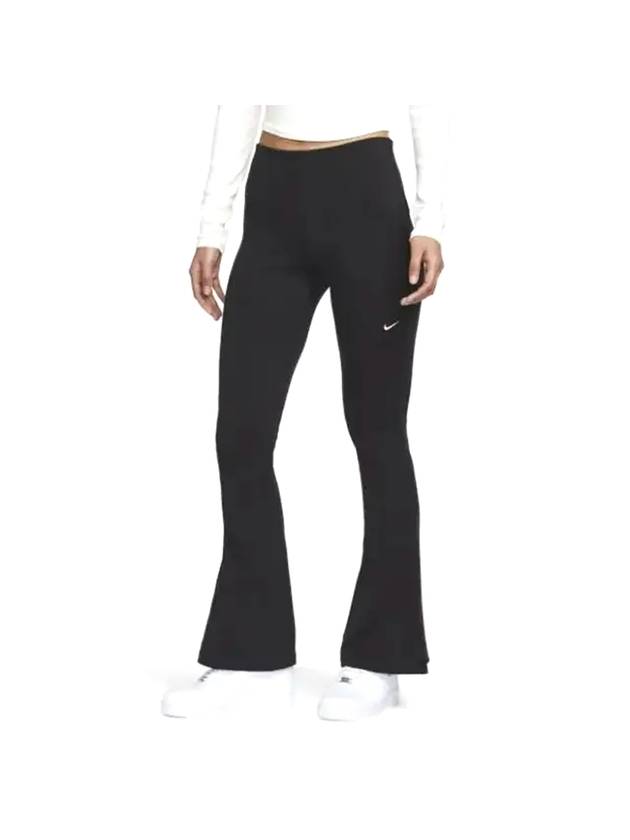 Tight Mini Rib Flared Leggings Black - NIKE - BALAAN 1