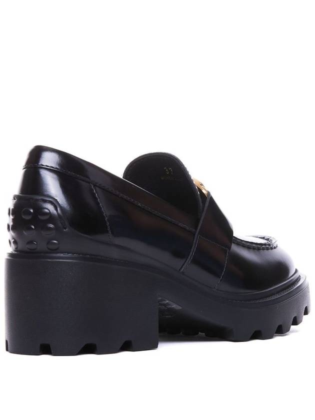 T Logo Leather Loafer Heels Black - TOD'S - BALAAN 3