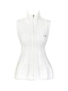 Women s Golf Wear Flower Midi Knit Zip up Vest Ivory - J JANE - BALAAN 3