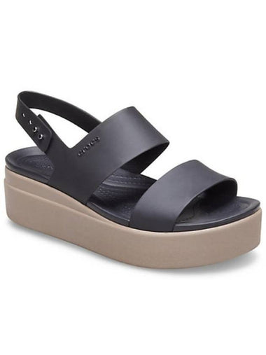 Brooklyn Low Wedge Sandals Mushroom Black - CROCS - BALAAN 1