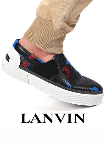 Men's Flowers Print Slip On Black - LANVIN - BALAAN 2