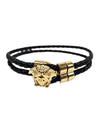 Medusa Braided Leather Bracelet Black Gold - VERSACE - BALAAN 1