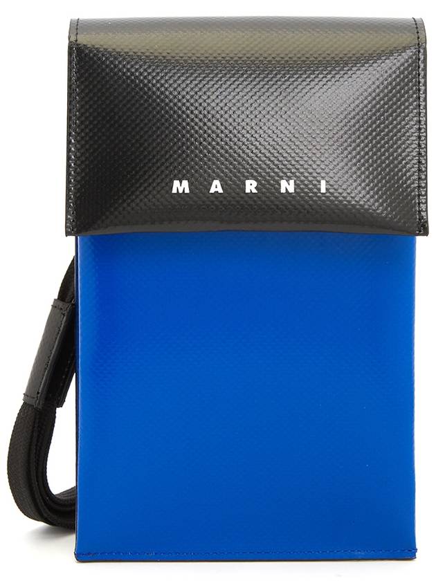 Two-Tone Tribeca Phone Holder Cross Bag Blue - MARNI - BALAAN 2