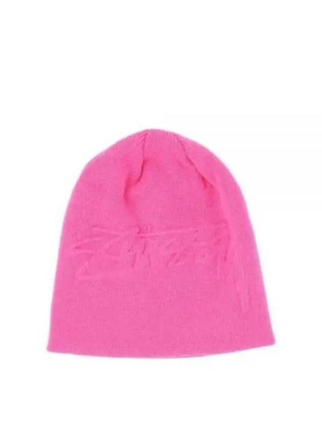 Embossed Smooth Stock Skullcap Beanie Hot Pink - STUSSY - BALAAN 2