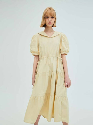 Sailor Collar Tiered Maxi Dress Yellow - OPENING SUNSHINE - BALAAN 1