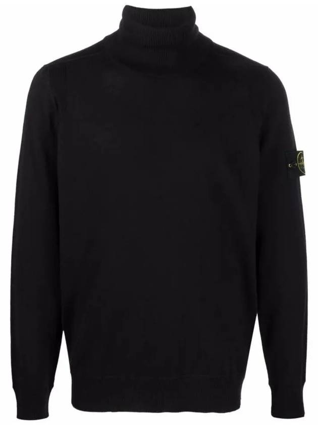 Men's Waffen Patch Light Pure Wool Turtleneck Navy - STONE ISLAND - BALAAN 2