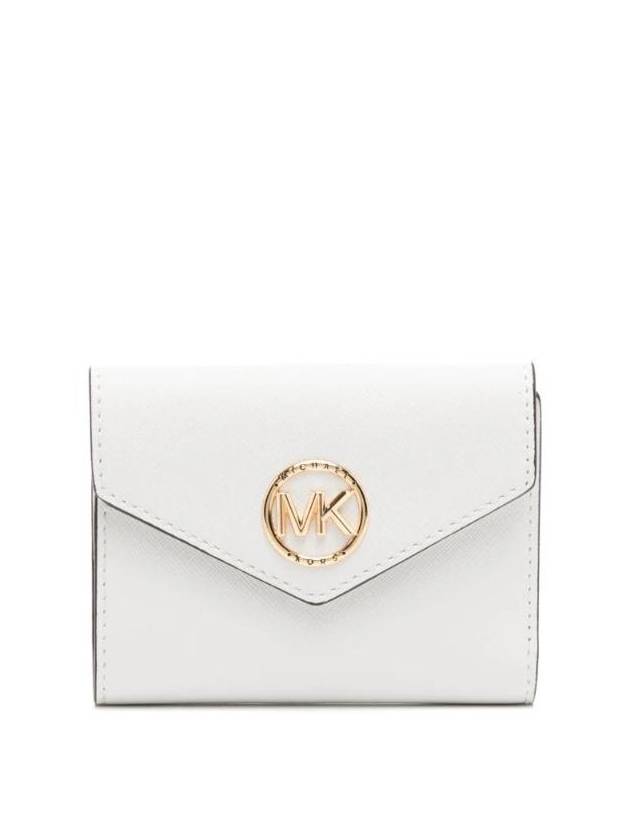 Carmen Medium Saffiano Leather Tri-Fold Half Wallet White - MICHAEL KORS - BALAAN 1