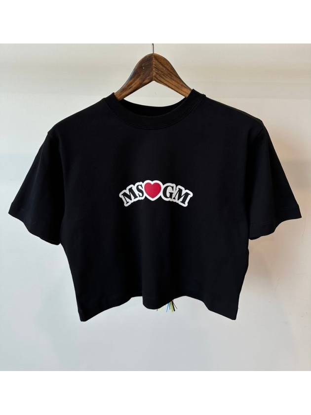 Crop T Shirt 3442MDM130 Black WOMENS M L - MSGM - BALAAN 4