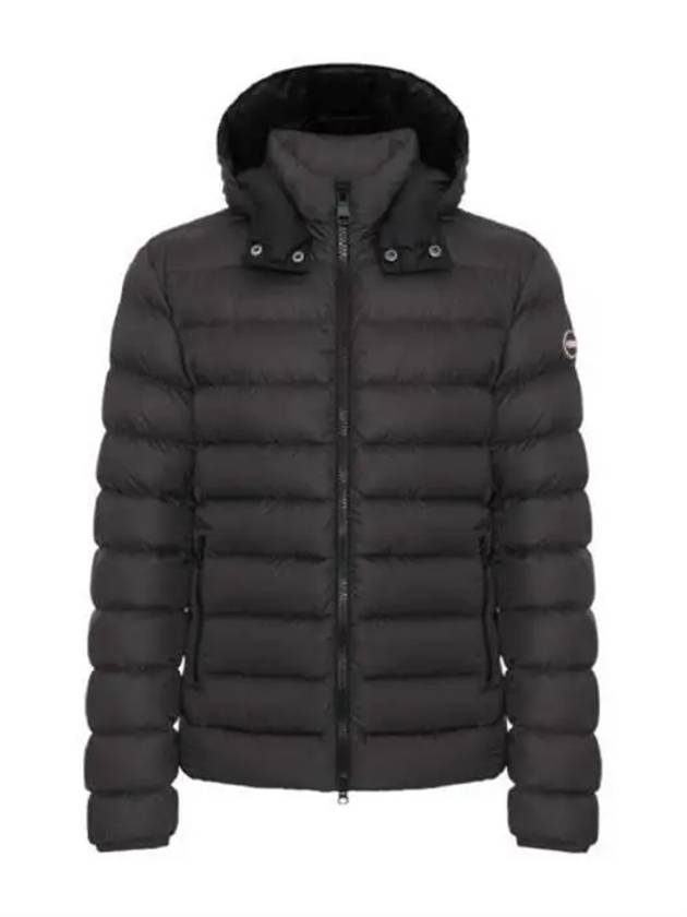 Le Logo Patch Hooded Down Jacket Dark Gray - COLMAR - BALAAN 1