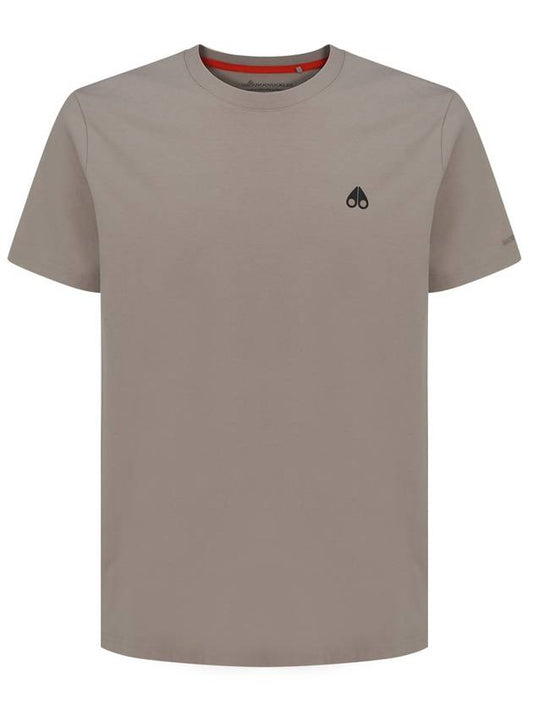 Chest Logo Cotton Short Sleeve T-Shirt Brown - MOOSE KNUCKLES - BALAAN.