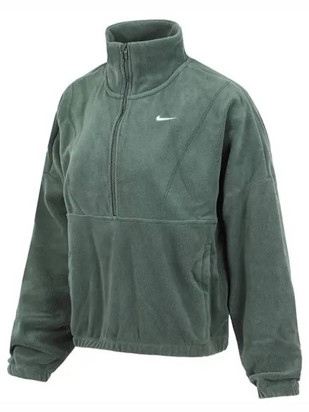 W brushed long sleeve t shirt Therma fit one oversized half zip fleece top FV7956 338 - NIKE - BALAAN 1