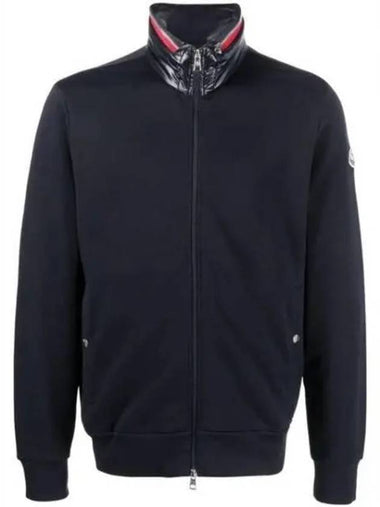 Logo Cotton Fleece Zip Up Hoodie Navy - MONCLER - BALAAN 1