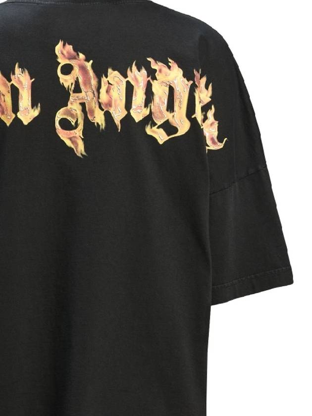 Oversized Burning Short Sleeve T Shirt Black - PALM ANGELS - BALAAN 4