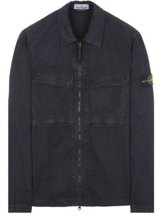 Brushed Organic Cotton Overshirt Jacket Navy - STONE ISLAND - BALAAN 2