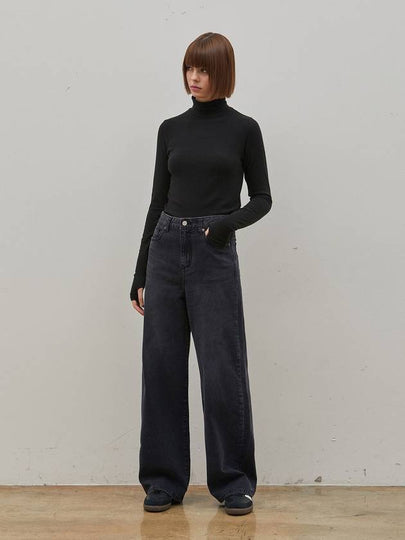 Denim wide straight pants washed black - RYUL+WAI: - BALAAN 2