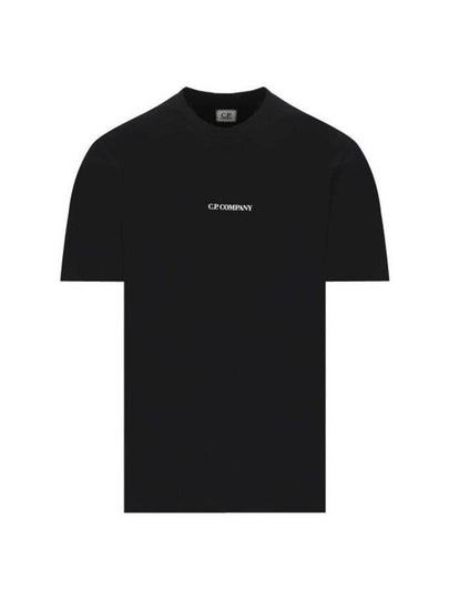 Small Logo Print Short Sleeve T-Shirt Black - CP COMPANY - BALAAN 2