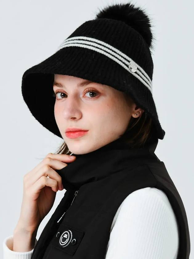 Detachable fox drop wool bucket hat BLACK - MONBIRDIE GOLF - BALAAN 4