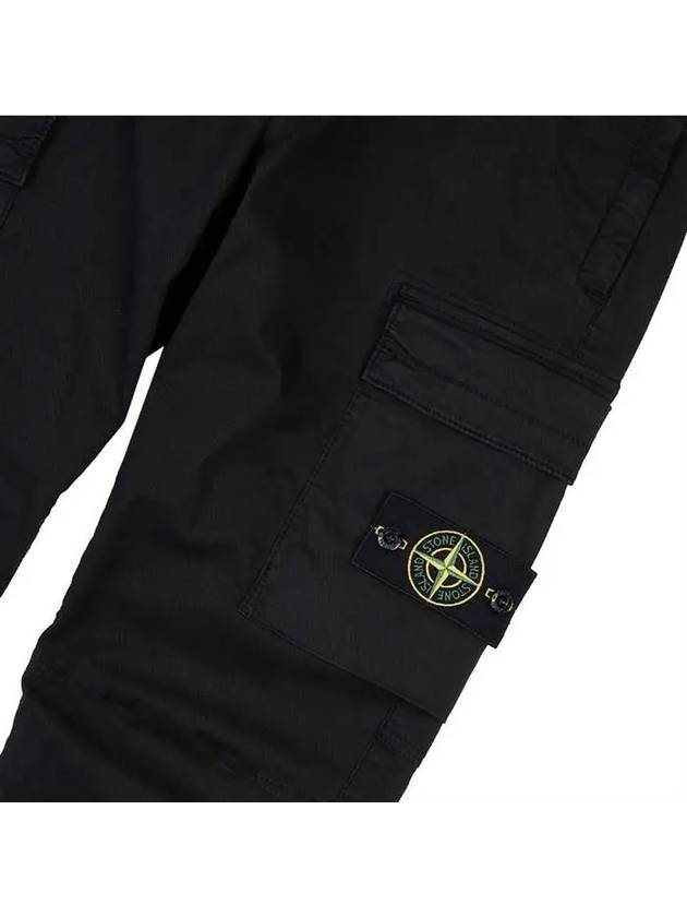 Stretch Cotton Gabardine Garment Dyed Cargo Straight Pants Black - STONE ISLAND - BALAAN 6