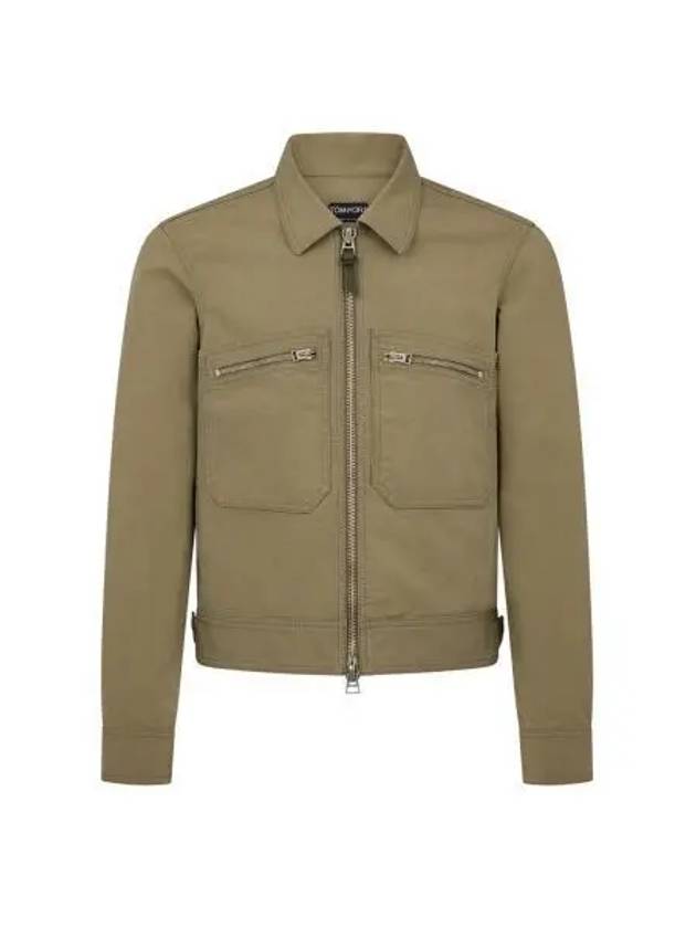 Satin Zip Up Jacket Green - TOM FORD - BALAAN 2