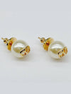 V Logo Pearl Earrings Gold - VALENTINO - BALAAN 3