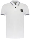 Stretch Cotton Pique Short Sleeve Polo Shirt White - STONE ISLAND - BALAAN 2