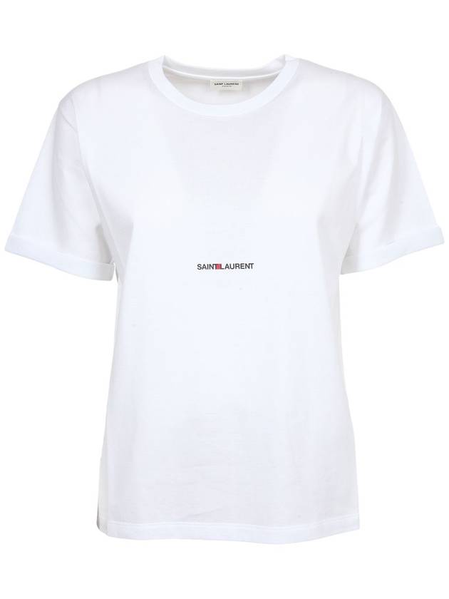 Rive Gauche Short Sleeve T-Shirt White - SAINT LAURENT - BALAAN 5