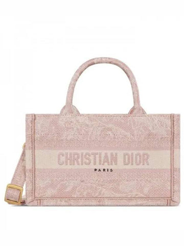 Toile De Jouy Reverse Embroidered Mini Book Tote Bag Pink - DIOR - BALAAN 1