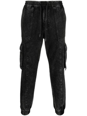 Denim Cargo Pocket Jogger Track Pants Black - JUUN.J - BALAAN 1