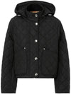 Diamond Quilted Crop Hoodie Jacket Black - BURBERRY - BALAAN 2