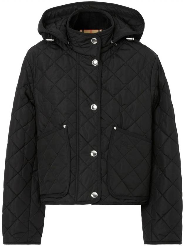 Diamond Quilted Crop Hoodie Jacket Black - BURBERRY - BALAAN 2