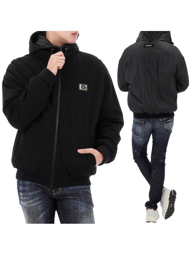 Metal Tag Logo Zip Up Hoodie Black - DOLCE&GABBANA - BALAAN 2