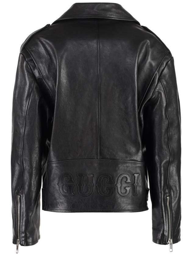 Leather Biker Jacket Black - GUCCI - BALAAN 3