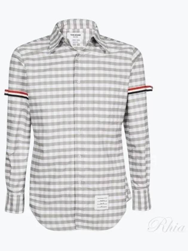 Men's Check Oxford Long Sleeve Shirt Grey - THOM BROWNE - BALAAN 2