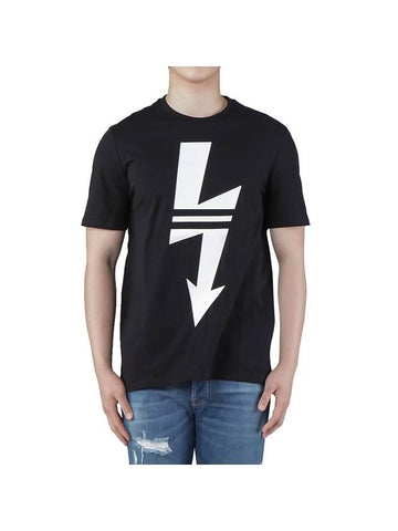 Men's Thunderbolt Short Sleeve T-Shirt Black - NEIL BARRETT - BALAAN 1