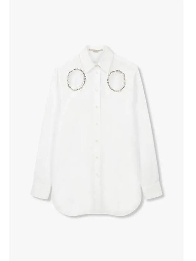 STELLA McCARTNEY CRYSTAL CUT OUT COTTON SHIRT WHITE - STELLA MCCARTNEY - BALAAN 1