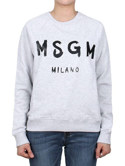 Milano Brushed Logo Print Crew Neck Sweatshirt Grey - MSGM - BALAAN 2