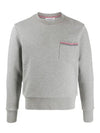 Men's Three-Stripe Tab Pocket Loopback Crew Neck Sweatshirt Light Grey - THOM BROWNE - BALAAN 2