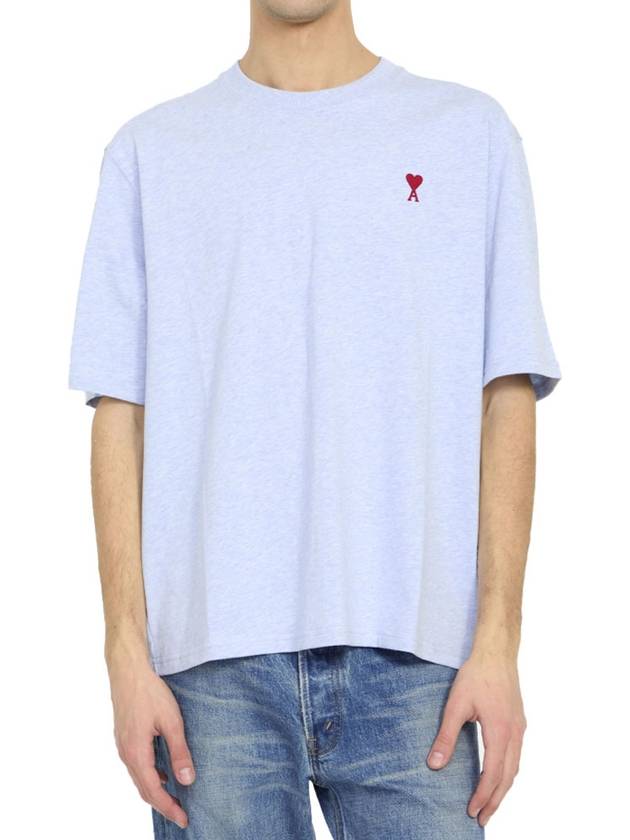 Small Heart Logo Boxy Fit Short Sleeve T-Shirt Light Blue - AMI - BALAAN 3