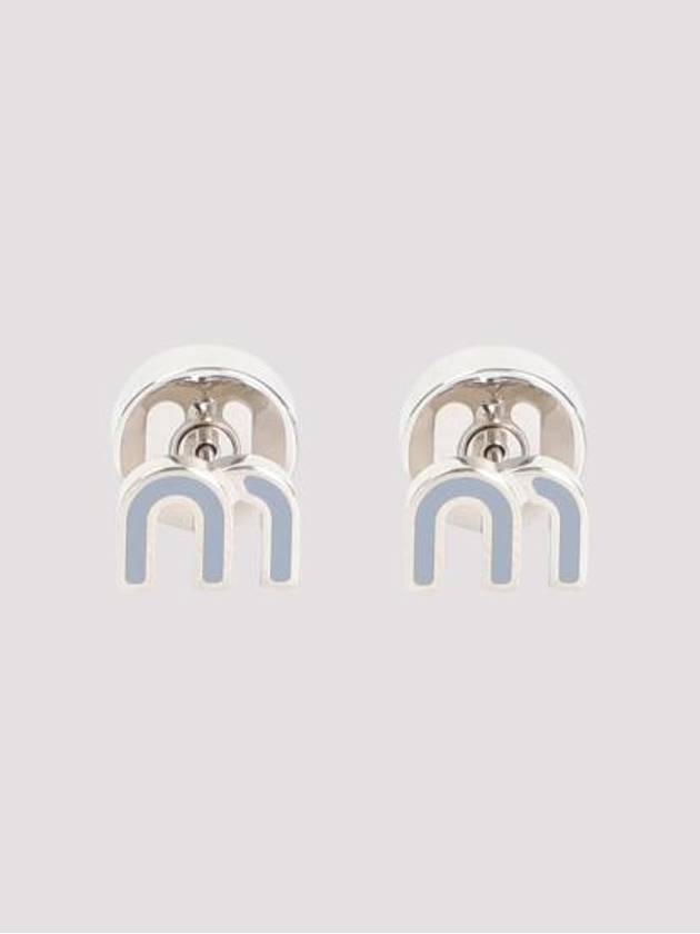 logo enamel metal earrings sky blue - MIU MIU - BALAAN 2