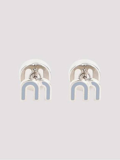 logo enamel metal earrings sky blue - MIU MIU - BALAAN 2