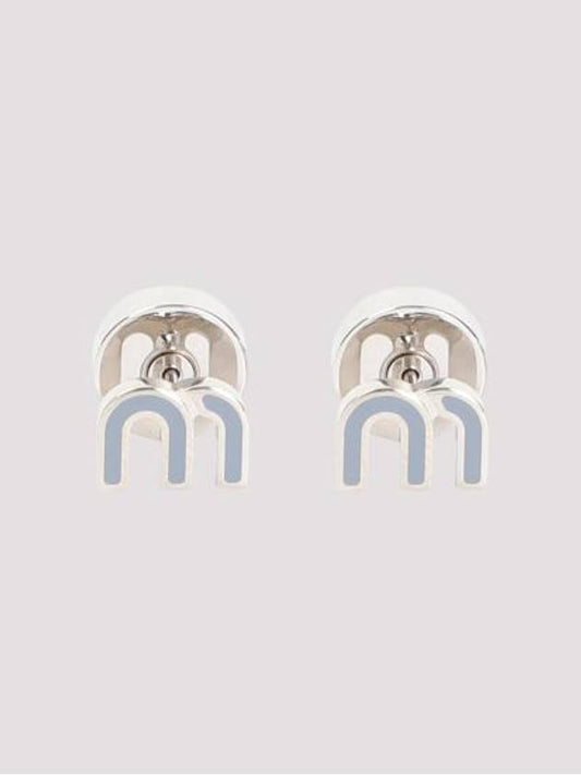 logo enamel metal earrings sky blue - MIU MIU - BALAAN 2