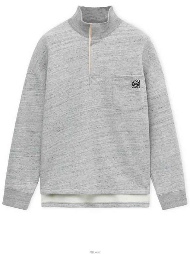 Anagram High Neck Cotton Sweatshirt Grey Melange - LOEWE - BALAAN 6