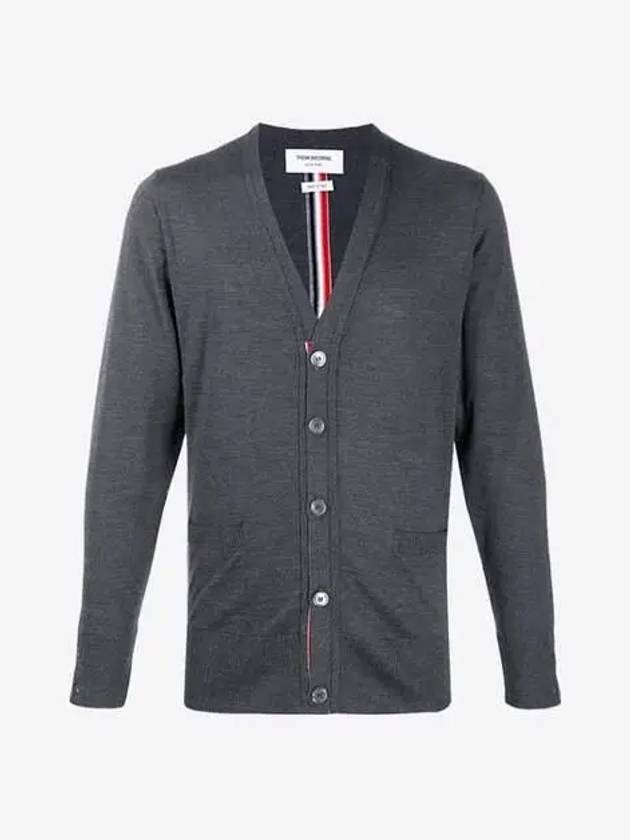 Men's Classic Three-Stripe Backstripe Wool Cardigan Dark Grey - THOM BROWNE - BALAAN 2