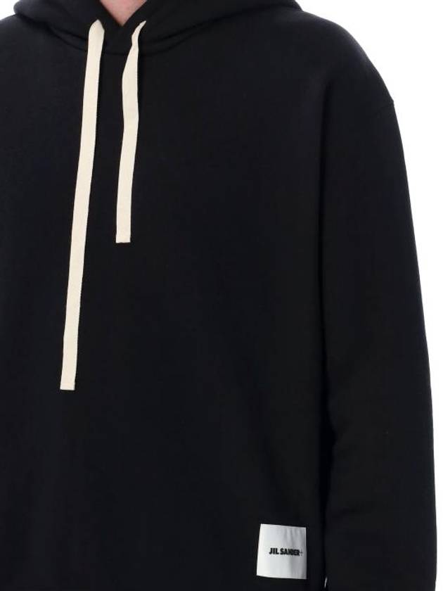 Plus Logo Patch Popover Hoodie Black - JIL SANDER - BALAAN 4