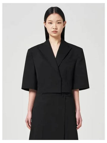 Linen blend hidden button cropped jacket jumper black domestic product GM0024012234642 - JUUN.J - BALAAN 1