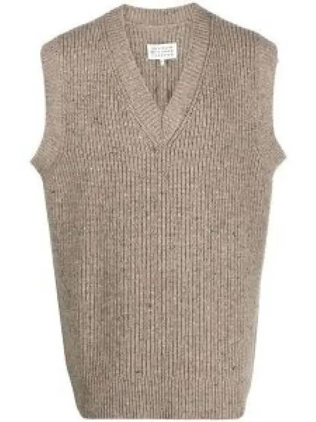 V neck ribbed knit walnut S50FB0097 S18207 732 1203695 - MAISON MARGIELA - BALAAN 1